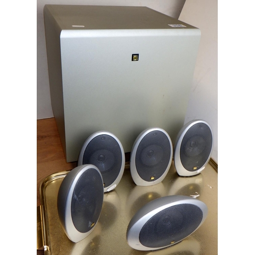 A Kef psw 1000.2 sub woofer and kef surround speakers 
All electrical's sold as seen