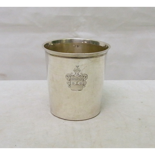 24 - A French white metal cup bearing marks for Pierre Hippolyte Fournerot Paris c1835, engraved G S du S... 