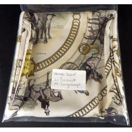 112 - A vintage Hermes scarf – “La Promenade de Longchamps” Designed by Hugo Grygkar and first issued in 1... 