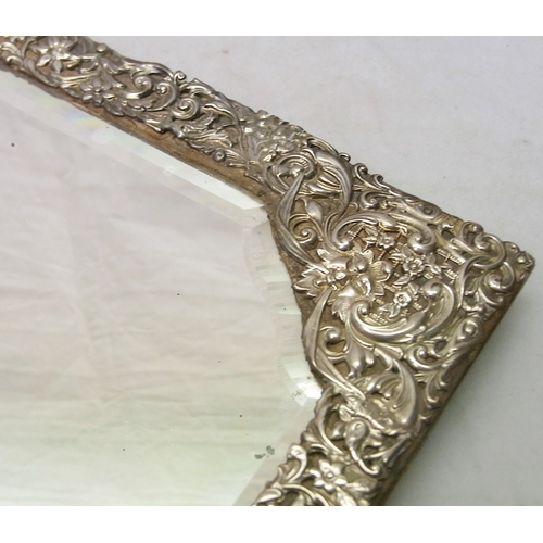 29 - An Edwardian silver faced dressing table mirror, Birmingham 1902.  350 x 210mm incl frame.