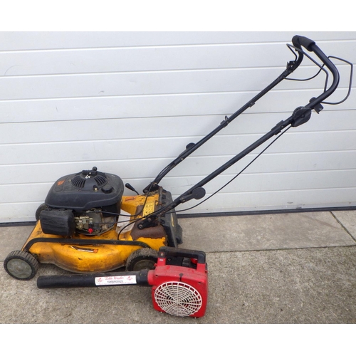 A JCB petrol lawn mower, missing grass box, sold as seen, together with