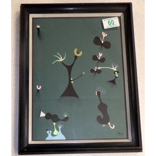 60 - Desmond Morris ink on paper (appears stuck down). Framed, 29x21cm.
Artists resale rights may apply t... 