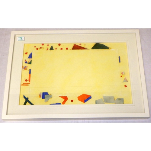 71 - Gary Wragg, mixed media on paper. Verso label states, 'Composition #32 November 1968 Watercolour sig... 