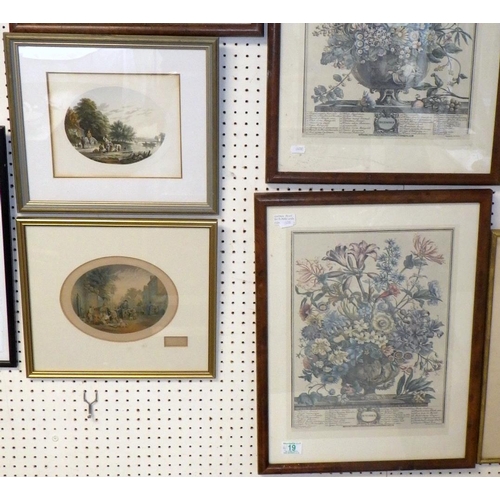 19 - A group of four floral framed prints together with two further prints (6)