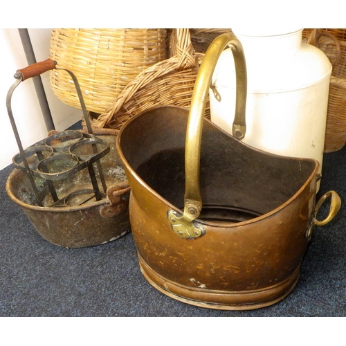 21 - A group misc baskets, copper coal bucket etc