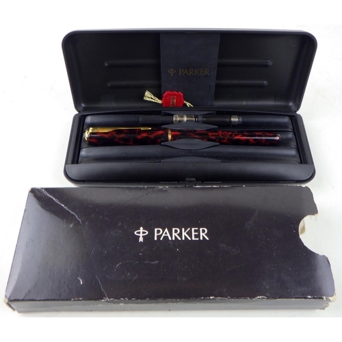 A Parker Sonnet Laque Firedance fountain pen, resin barrel and cap ...