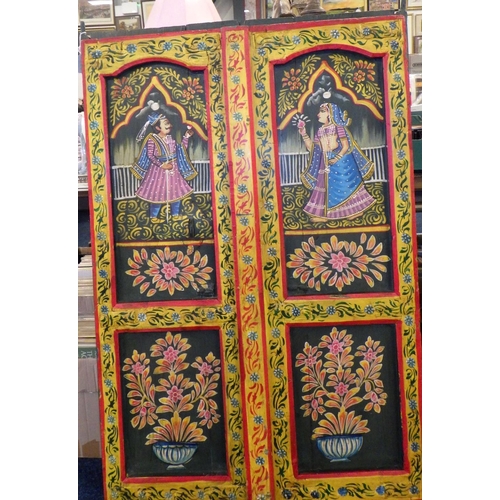 135 - An Indian painted window 75 x 100cm