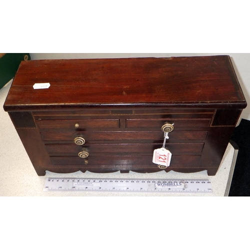 121 - A 19thC mahogany apprentice chest of drawers 34cm long