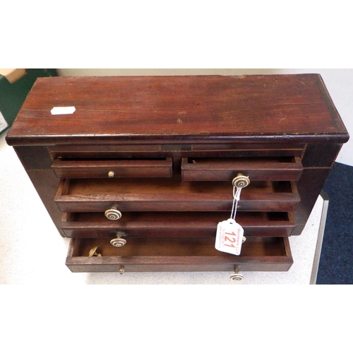 121 - A 19thC mahogany apprentice chest of drawers 34cm long