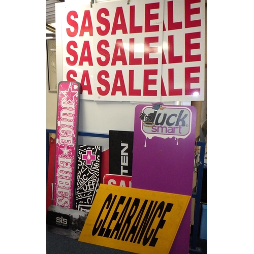 139 - A qty of misc sale, clearance shop signs