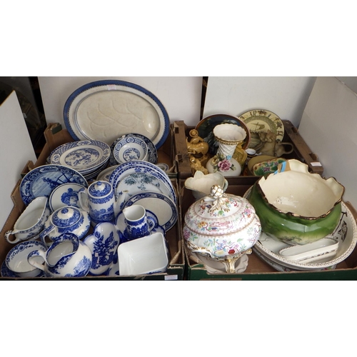 149 - Four boxes of misc ceramics to inc Blue & White tableware etc AF (4)