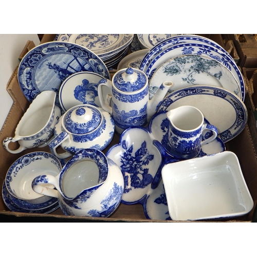 149 - Four boxes of misc ceramics to inc Blue & White tableware etc AF (4)