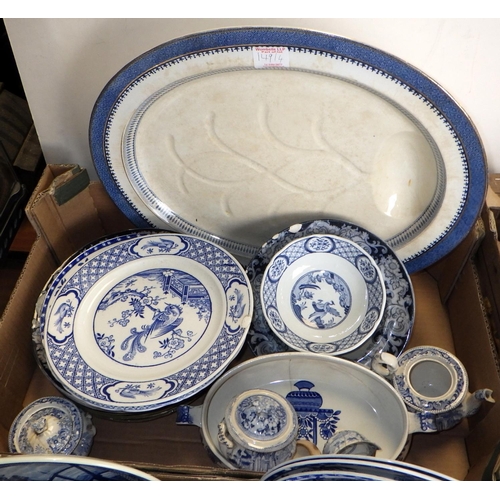 149 - Four boxes of misc ceramics to inc Blue & White tableware etc AF (4)