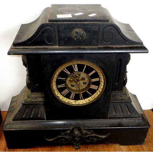 151 - A large 19thC marble mantle clock