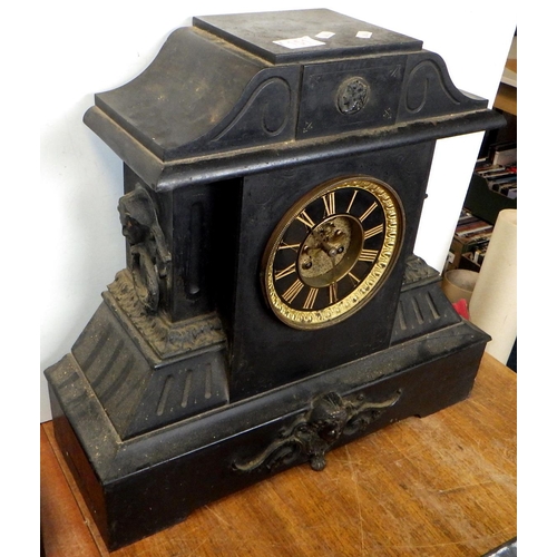 151 - A large 19thC marble mantle clock