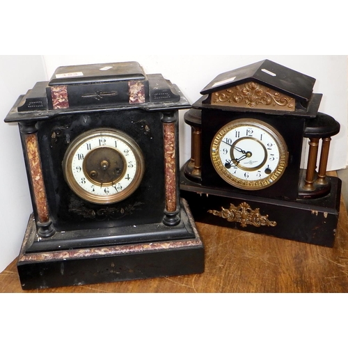 153 - Two marble & slate mantle clocks (2)