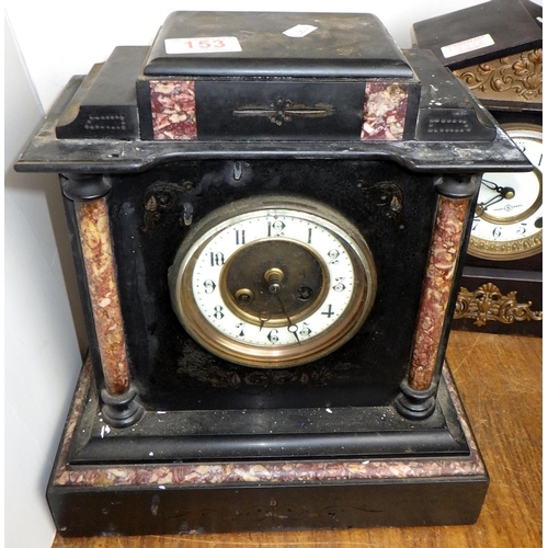 153 - Two marble & slate mantle clocks (2)