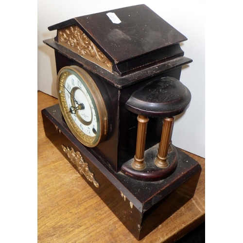 153 - Two marble & slate mantle clocks (2)