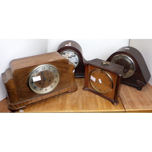 155 - A group of four 8 day striking mantle clocks