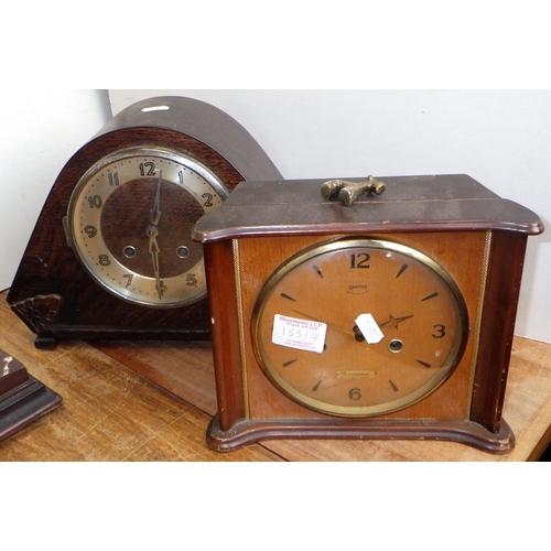 155 - A group of four 8 day striking mantle clocks