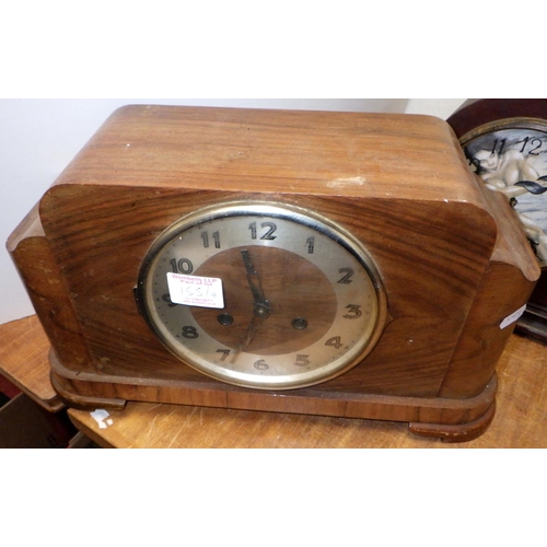 155 - A group of four 8 day striking mantle clocks