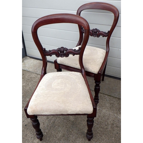 712 - Three Victorian rosewood salon chairs together with a pair of Victorian mahogany balloon back chairs... 