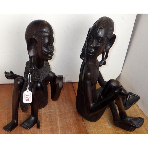 178 - Two carved hardwood African figures af