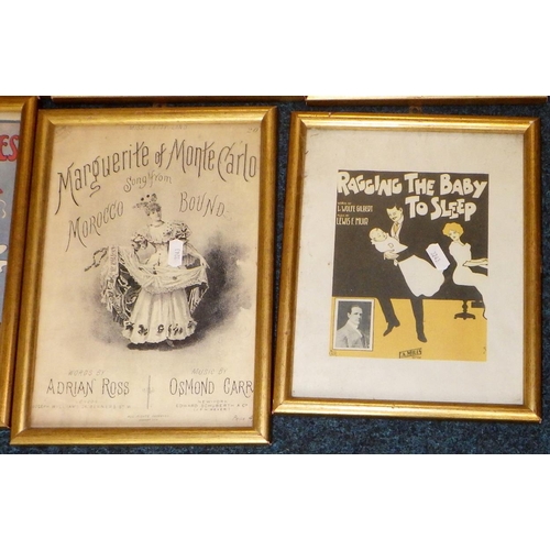 210 - A group of six framed stage advertising posters