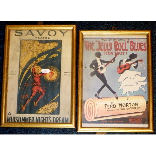 210 - A group of six framed stage advertising posters