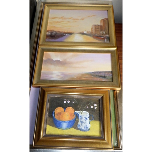 217 - A group of T Pegram framed landscapes and still life pictures