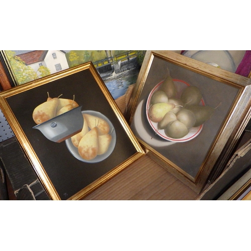 217 - A group of T Pegram framed landscapes and still life pictures