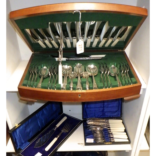 271 - A Canteen of cutlery together with cased fish set and a carving set (3)