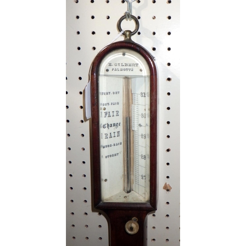 285 - A 19thC E Gilbert Falmouth naval stick barometer