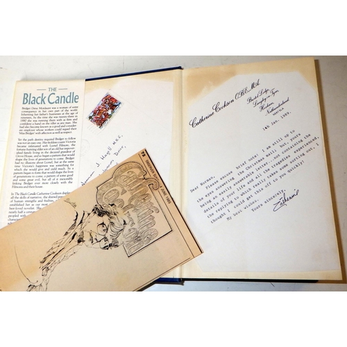 292 - A Catherine Cookson 'The Black Candle' book, with inscription letter