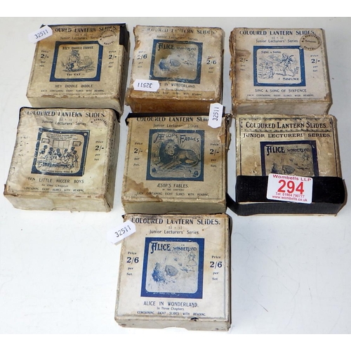 294 - A group of various coloured glass lantern slides, Junior Lecturers series (7).