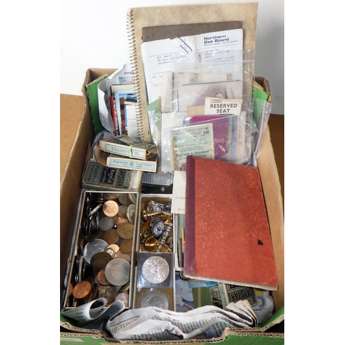 298 - A qty of misc collectables to inc coins, tickets etc