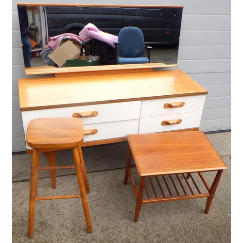 629 - A teak occasional table, tall stool & dressing table (3)