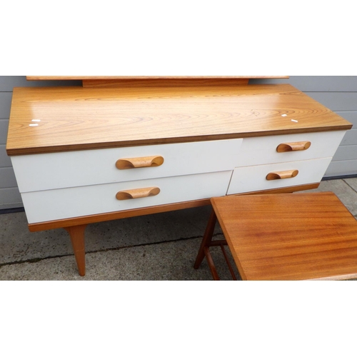 629 - A teak occasional table, tall stool & dressing table (3)