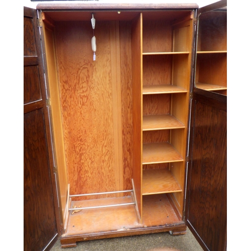 632 - A panelled oak/ply wardrobe, 105cm wide