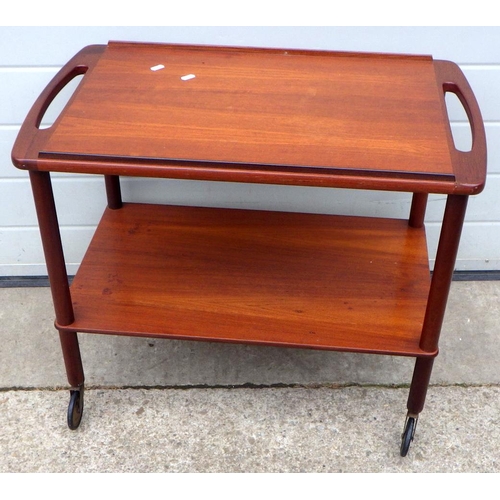 636 - A two tier teak trolley