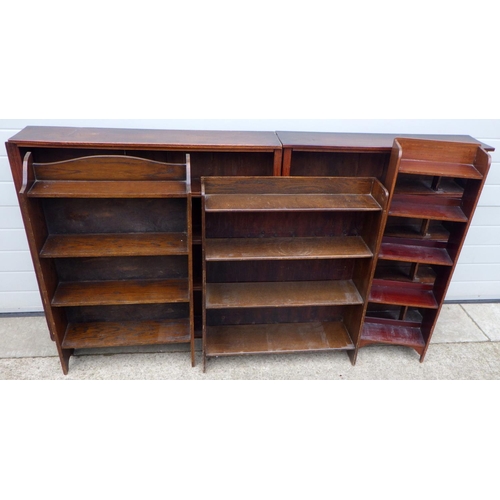 643 - Five various dark low open bookcases