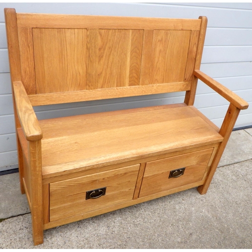 645 - A modern settle with two drawers 110cm wide