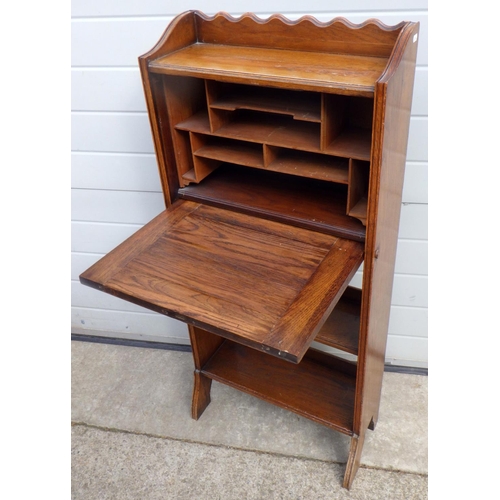 664 - An Edwardian oak hall bureau, 53cm wide