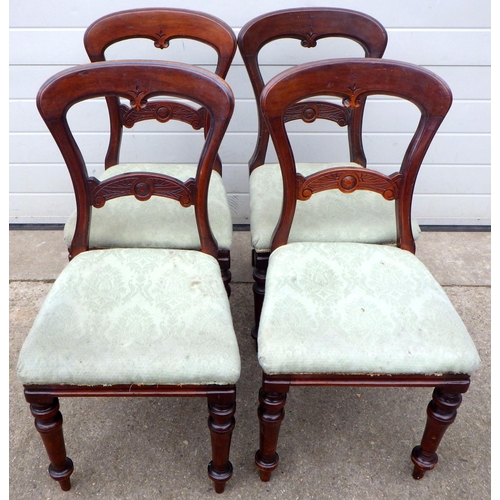677 - Four Victorian balloon back dining chairs, stamped J. Reilly's Patent