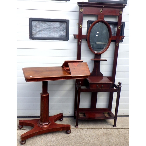 701 - A Victorian mahogany adjustable reading table together with an Edwardian mahogany hallstand, (a/f) (... 