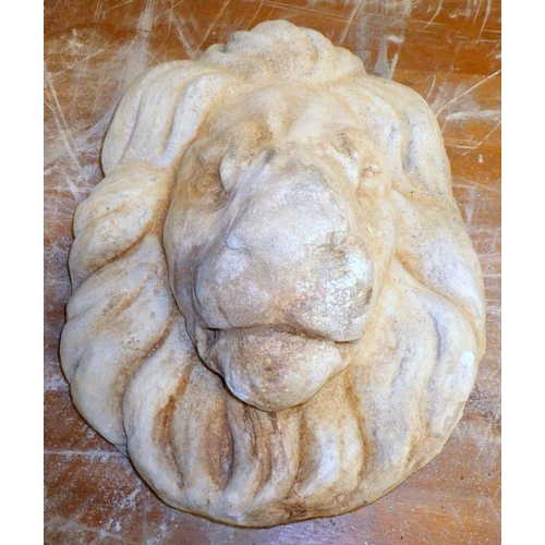 708 - A concrete lion mask, approx 40cm