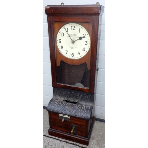 737 - A National Time Recorder clocking in clock, 100cm tall