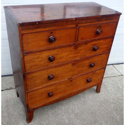 742 - A 19th cen mahogany chest of drawers, 114cm wide  (a/f)