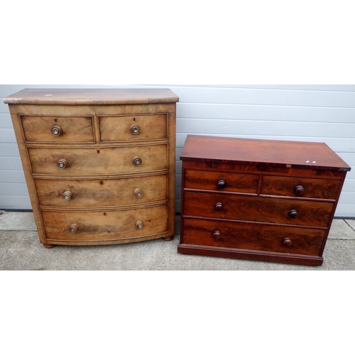 746 - A Victorian bowfronted chest of drawers together with another lower Victorian mahogany chest of draw... 