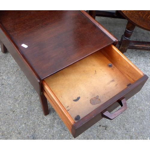 756 - A gateleg table, Ercol plate rack and an occasional table with drawer (3)